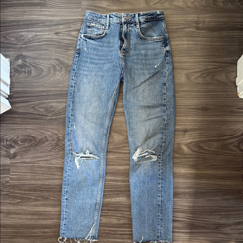 Distressed Blue Jeans